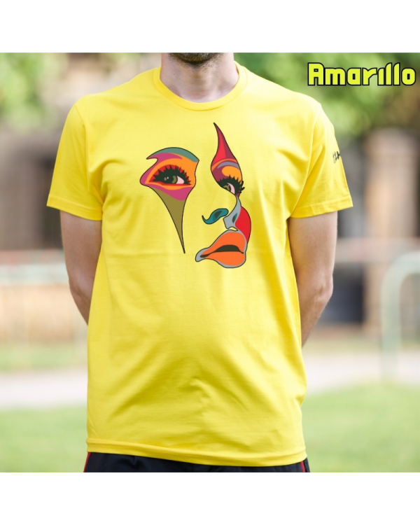 Camiseta Hombre Manga Corta-Una Mirada Amarillo
