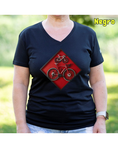 Cuadro Ciclista - Camiseta Mujer Manga Corta