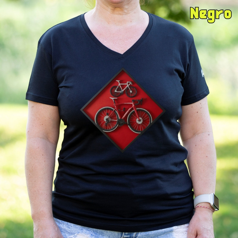 Cuadro Ciclista - Camiseta Mujer Manga Corta