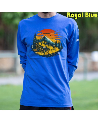 Camiseta Hombre Manga Larga - Atardecer Ciclista