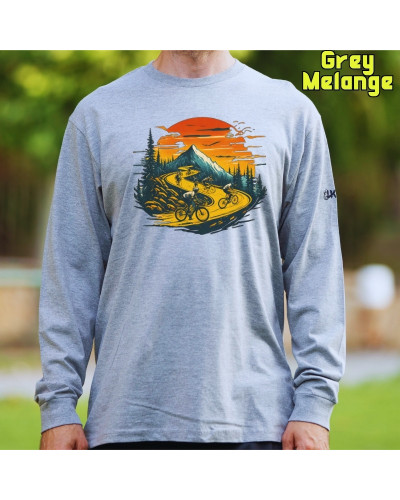 Camiseta Hombre Manga Larga - Atardecer Ciclista