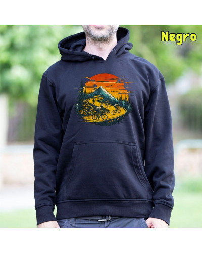 Sudadera hombre con capucha Atardecer Ciclista – La Kamiseta K Buskas