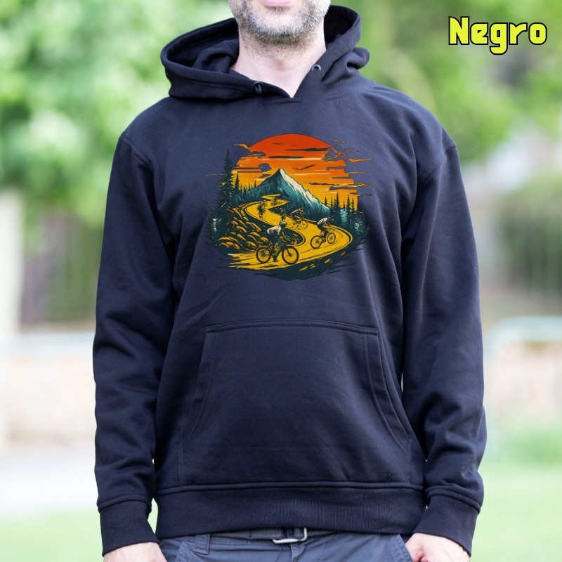 Atardecer Ciclista - Sudadera Hombre Con Capucha