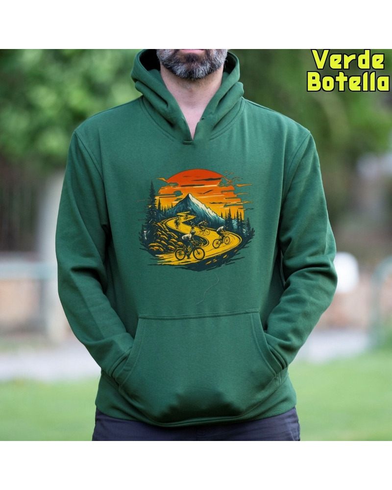 Atardecer Ciclista - Sudadera Hombre Con Capucha
