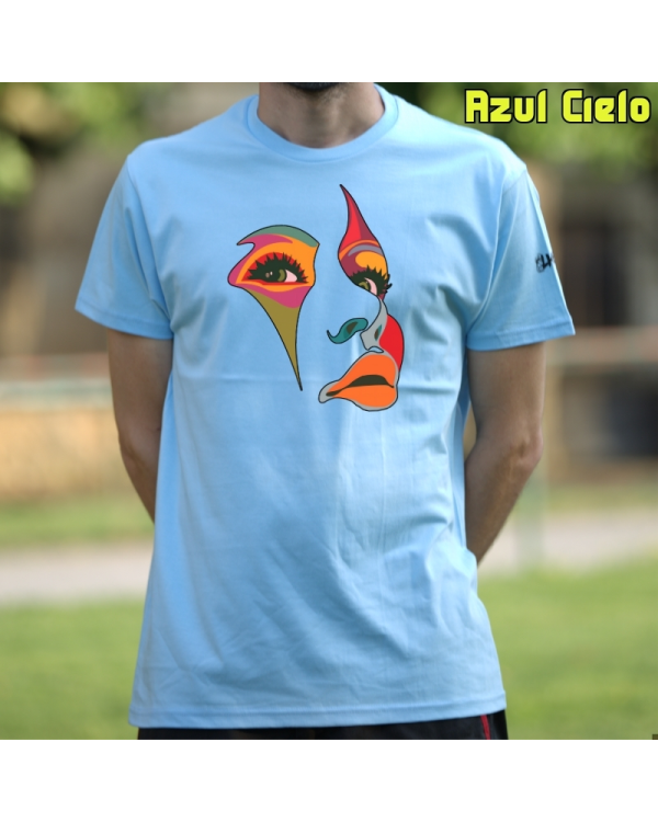 Camiseta Hombre Manga Corta-Una Mirada AzulCielo