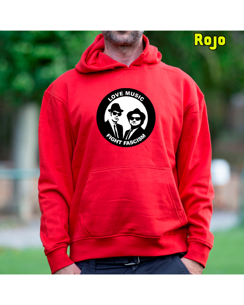 Sudadera hombre con capucha Blues Brothers Antifa  La Kamiseta K Buskas