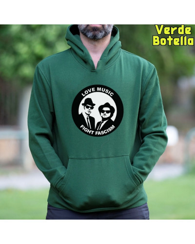 Sudadera hombre con capucha Blues Brothers Antifa  La Kamiseta K Buskas