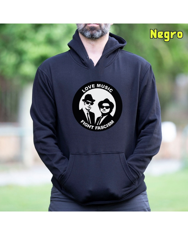 Sudadera hombre con capucha Blues Brothers Antifa  La Kamiseta K Buskas