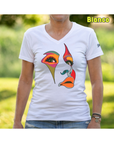 Camiseta Mujer Manga Corta-Una Mirada Blanco