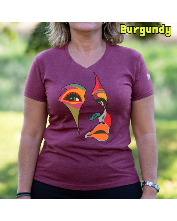 Camiseta Mujer Manga Corta-Una Mirada Burgundy