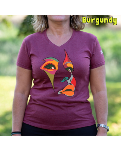Camiseta Mujer Manga Corta-Una Mirada Burgundy
