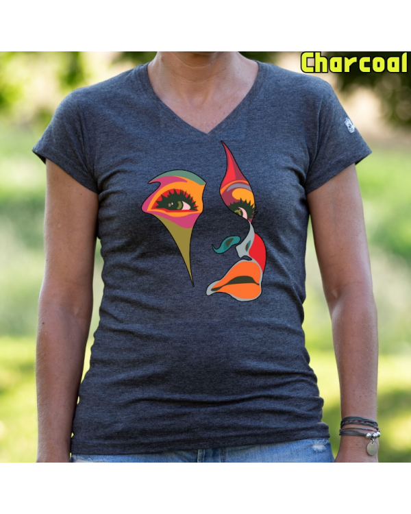 Camiseta Mujer Manga Corta-Una Mirada Charcoal