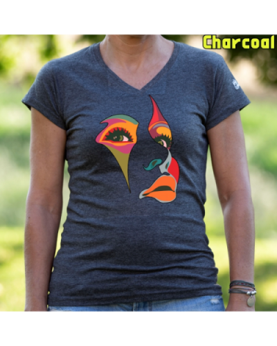 Camiseta Mujer Manga Corta-Una Mirada Charcoal