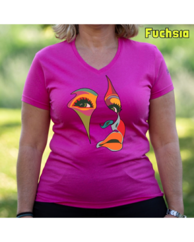 Camiseta Mujer Manga Corta-Una Mirada Fuchsia