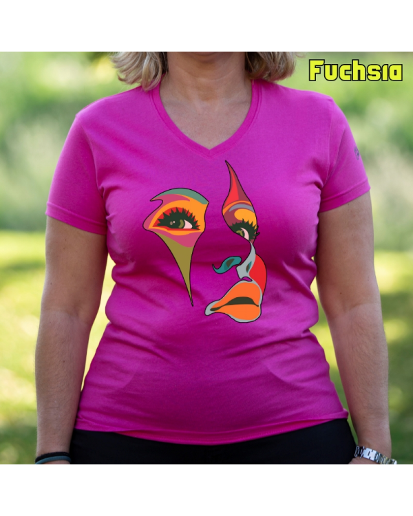Camiseta Mujer Manga Corta-Una Mirada Fuchsia