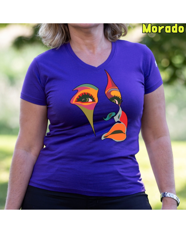 Camiseta Mujer Manga Corta-Una Mirada Morado