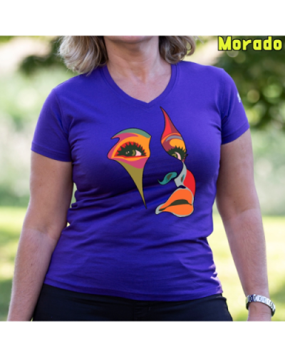 Camiseta Mujer Manga Corta-Una Mirada Morado