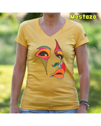 Camiseta Mujer Manga Corta-Una Mirada Mostaza