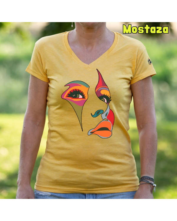 Camiseta Mujer Manga Corta-Una Mirada Mostaza