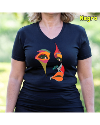 Camiseta Mujer Manga Corta-Una Mirada Negro