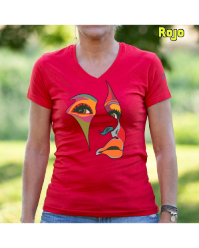 Camiseta Mujer Manga Corta-Una Mirada Rojo