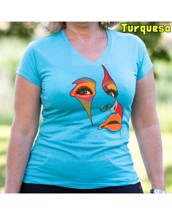 Camiseta Mujer Manga Corta-Una Mirada Turquesa