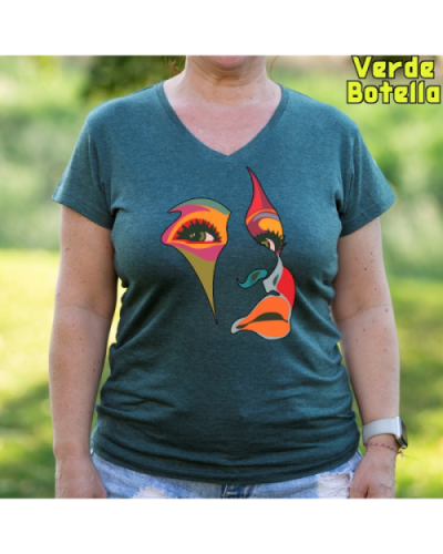 Camiseta Mujer Manga Corta-Una Mirada VerdeBotella