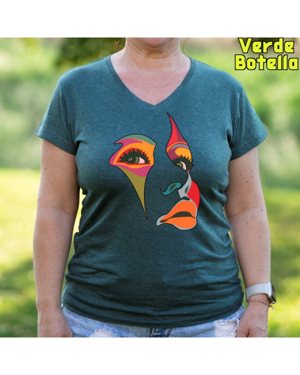 Camiseta Mujer Manga Corta-Una Mirada VerdeBotella