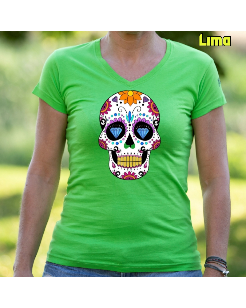 Camiseta Mujer  Manga Corta Mexican Skull