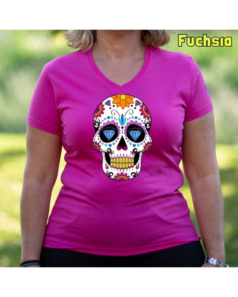 Camiseta Mujer  Manga Corta Mexican Skull