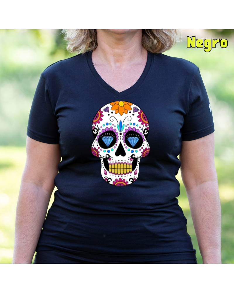 Camiseta Mujer  Manga Corta Mexican Skull