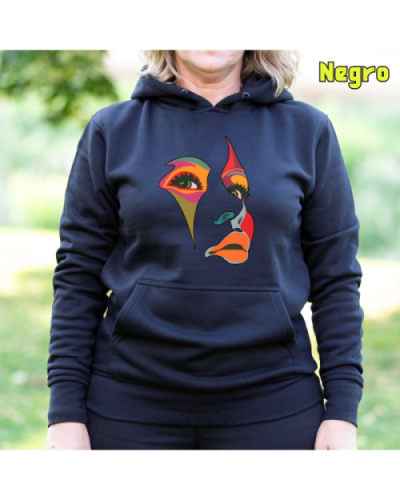 Sudadera Mujer Capucha-Una Mirada Negro