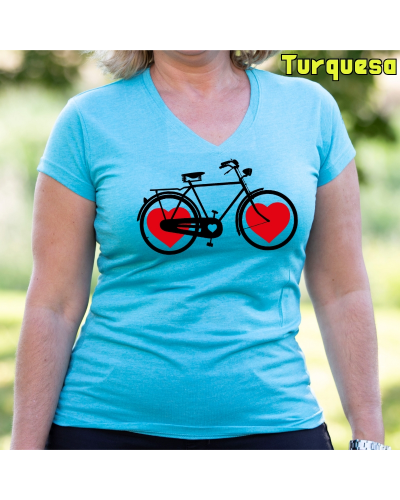 Bike Of Love - Camiseta Mujer  Manga Corta