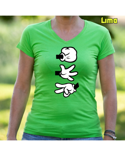 Camiseta Mujer Piedra Papel Tijera - manga corta
