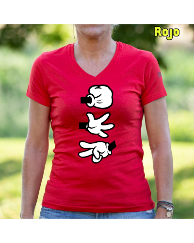 Camiseta Mujer Piedra Papel Tijera - manga corta