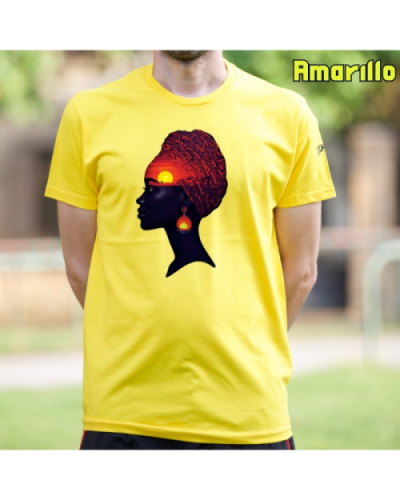 Camiseta Hombre Manga Corta-Africa Infinita Amarillo