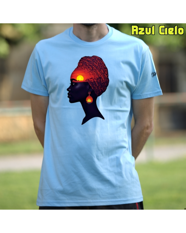 Camiseta Hombre Manga Corta-Africa Infinita AzulCielo