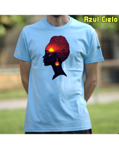 Camiseta Hombre Manga Corta-Africa Infinita AzulCielo