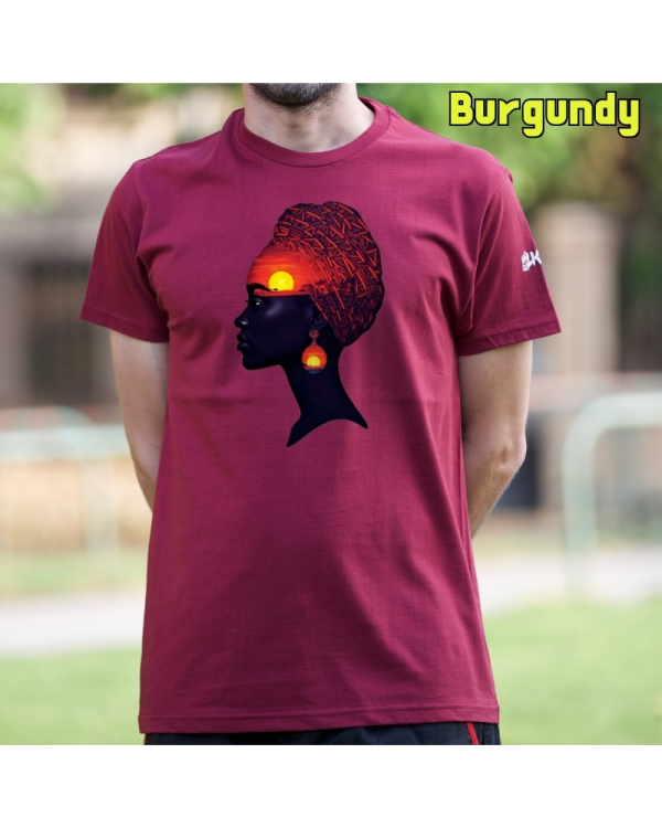 Camiseta Hombre Manga Corta-Africa Infinita Burgundy