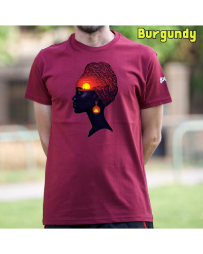 Camiseta Hombre Manga Corta-Africa Infinita Burgundy