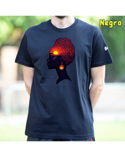 Camiseta Hombre Manga Corta-Africa Infinita Negro