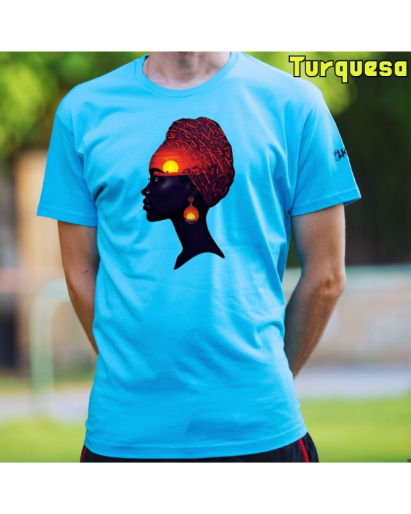 Camiseta Hombre Manga Corta-Africa Infinita Turquesa