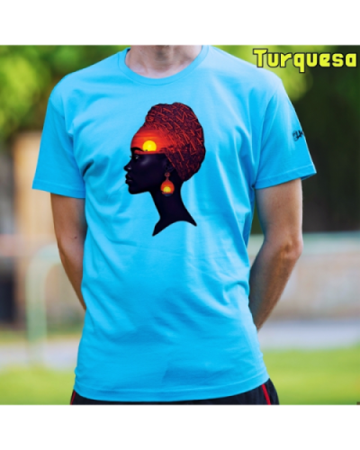 Camiseta Hombre Manga Corta-Africa Infinita Turquesa