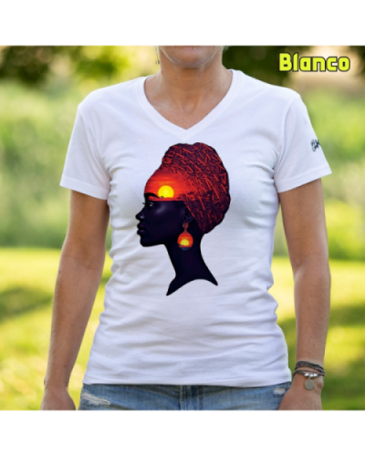 Camiseta Mujer Manga Corta-Africa Infinita Blanco