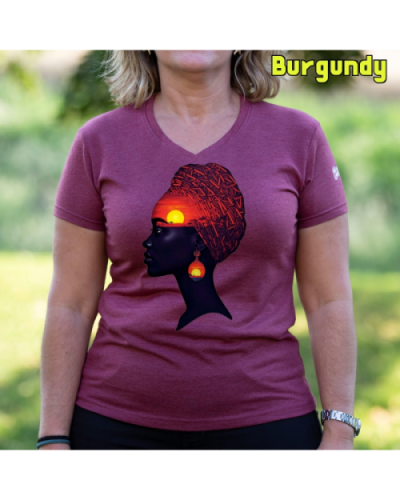 Camiseta Mujer Manga Corta-Africa Infinita Burgundy