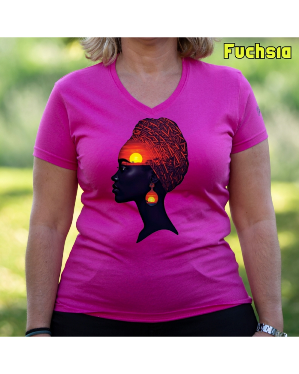 Camiseta Mujer Manga Corta-Africa Infinita Fuchsia
