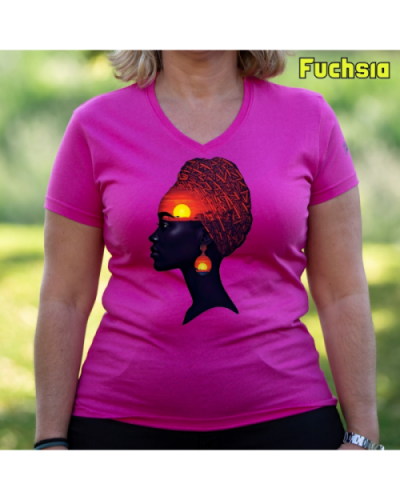 Camiseta Mujer Manga Corta-Africa Infinita Fuchsia