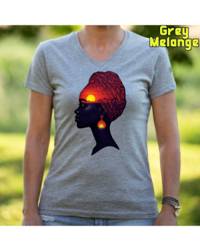 Camiseta Mujer Manga Corta-Africa Infinita GreyMelange