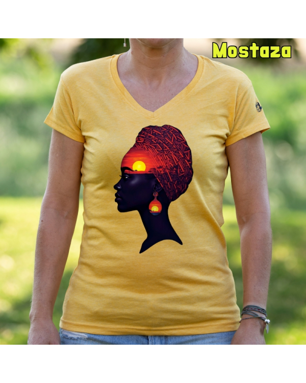 Camiseta Mujer Manga Corta-Africa Infinita Mostaza
