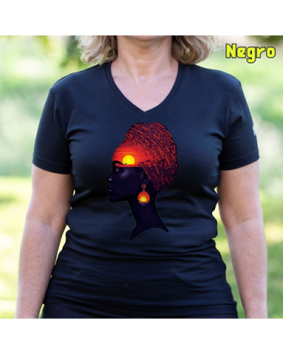 Camiseta Mujer Manga Corta-Africa Infinita Negro